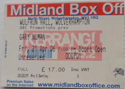 Gary Numan Wolverhampton Wulfrun Hall Ticket 2006
